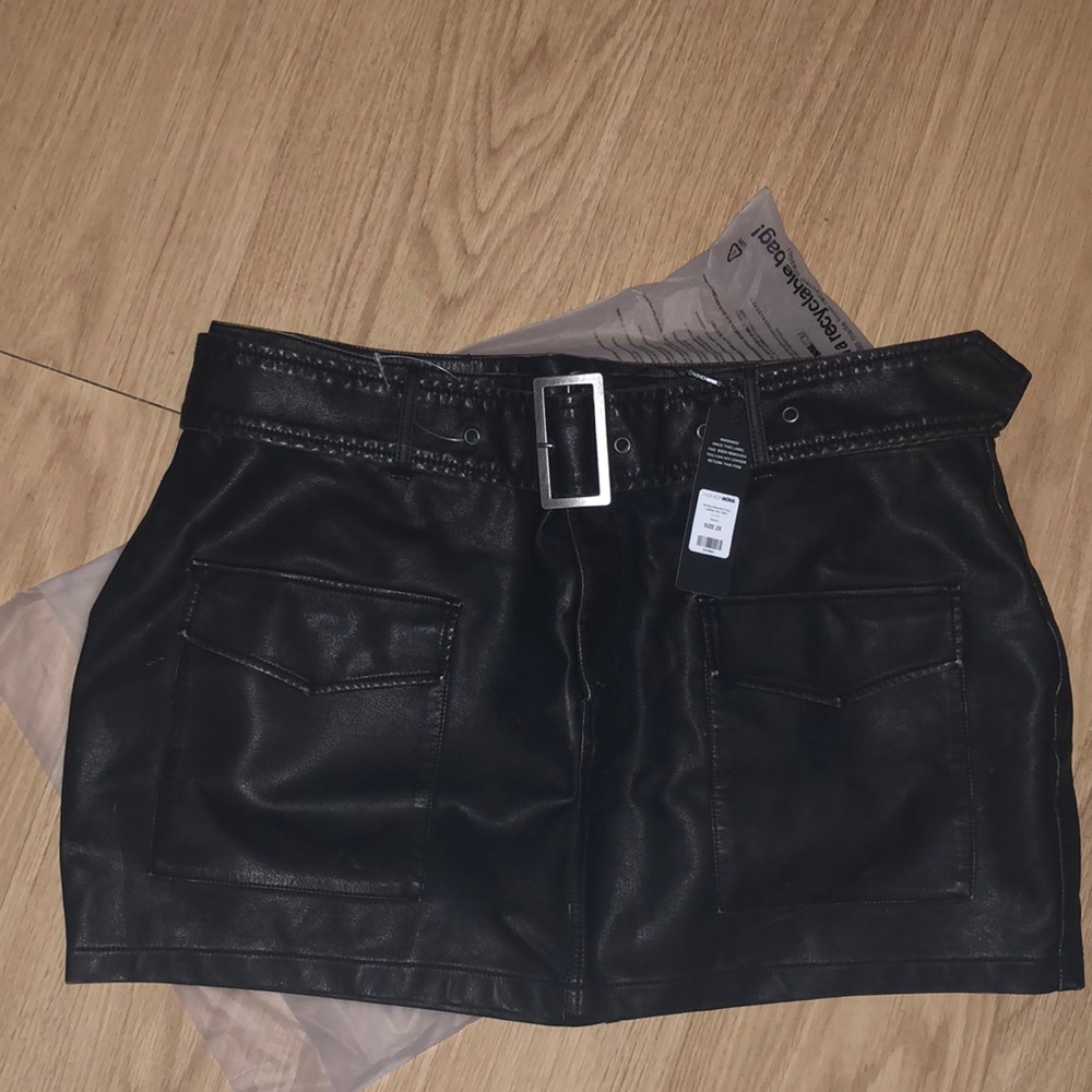 Kenzie Washed Faux Leather Mini Skirt - Brown